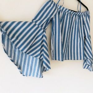 Fun and Flirty Off the Shoulder Bell Sleeve Top
